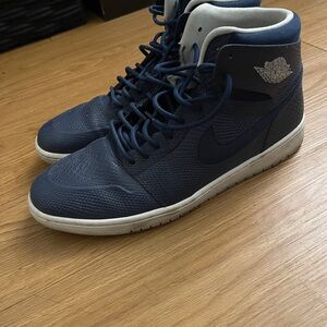 Air Jordan 1 High Nouveau Mens Size 12 Navy Snake Basketball Shoes Sneakers